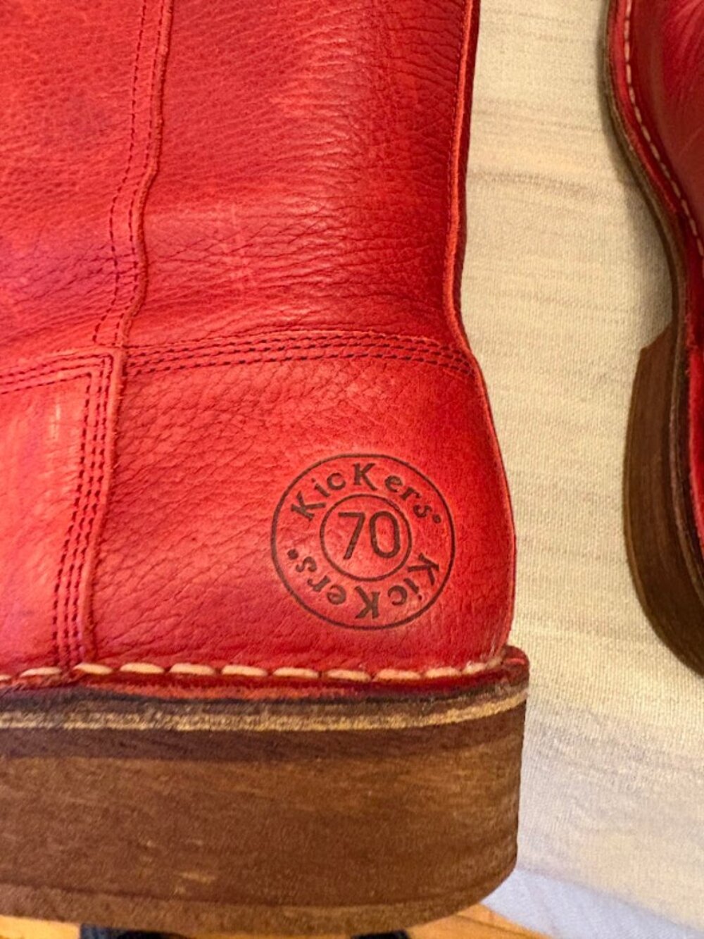 Kickers red leather knee boots. European size 41. - Picture 5 of 9